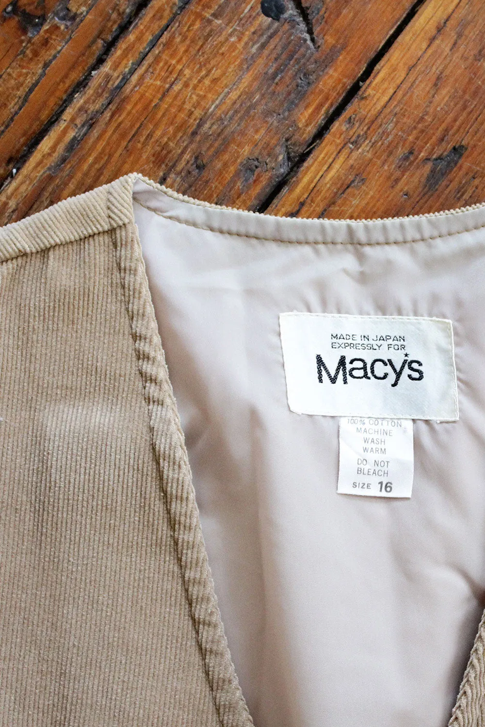 70s Corduroy Tan Vest M