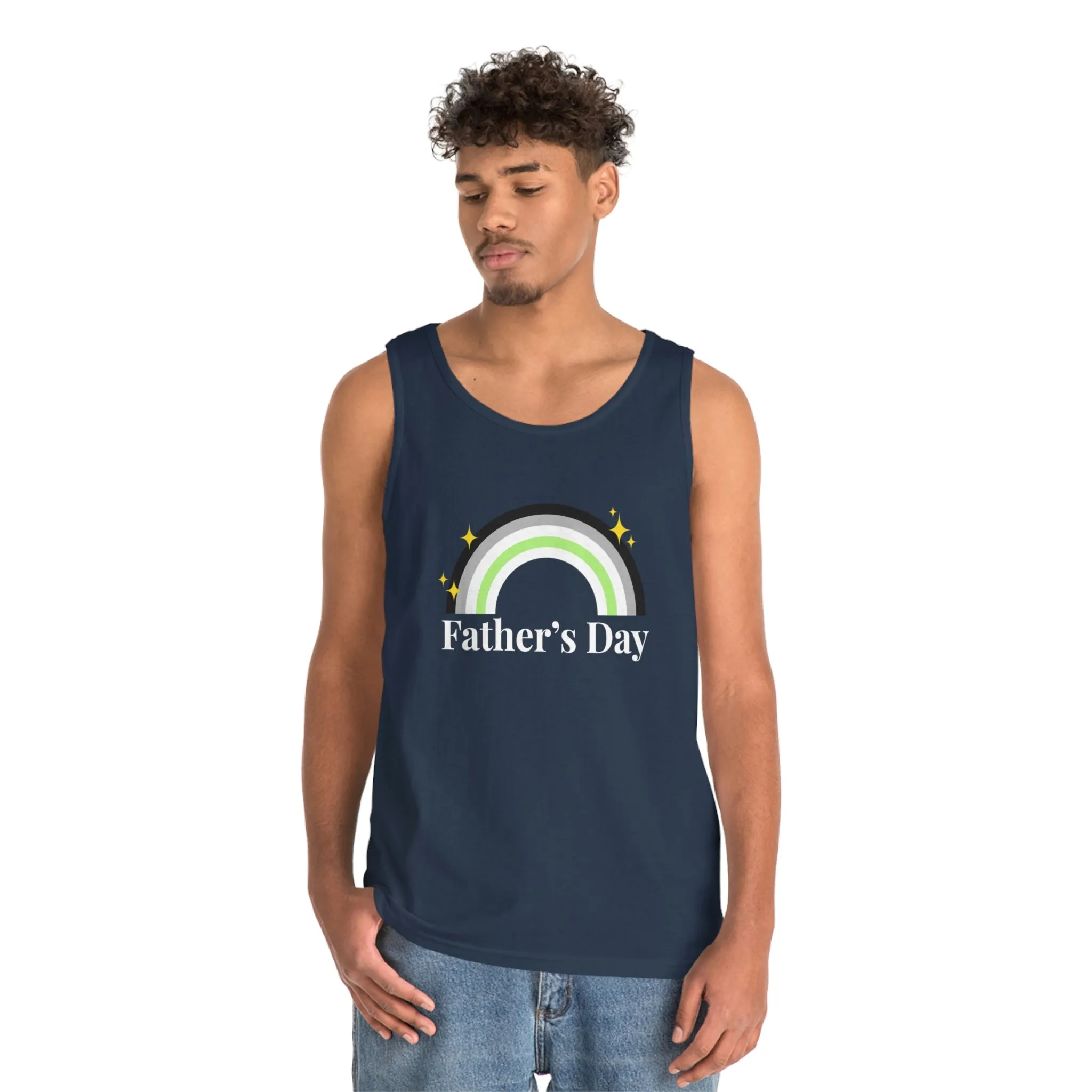 Agender Pride Flag Heavy Cotton Tank Top Unisex Size - Father's Day