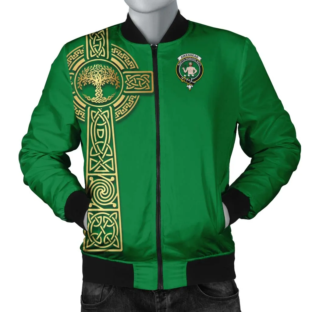 Aikenhead Clan Bomber Jacket with Golden Celtic Tree Of Life