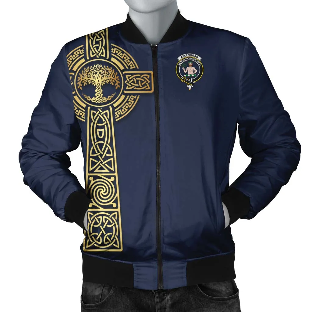 Aikenhead Clan Bomber Jacket with Golden Celtic Tree Of Life