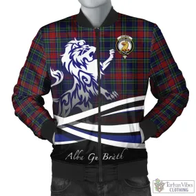 Allison Red Tartan Bomber Jacket with Alba Gu Brath Regal Lion Emblem