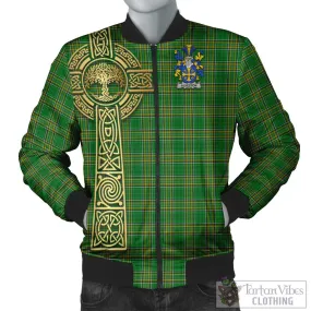 Alveston Irish Clan Tartan Bomber Jacket with Coat of Arms Celtic Tree of Life Style