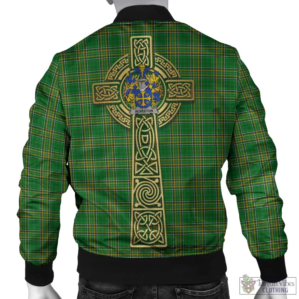 Alveston Irish Clan Tartan Bomber Jacket with Coat of Arms Celtic Tree of Life Style