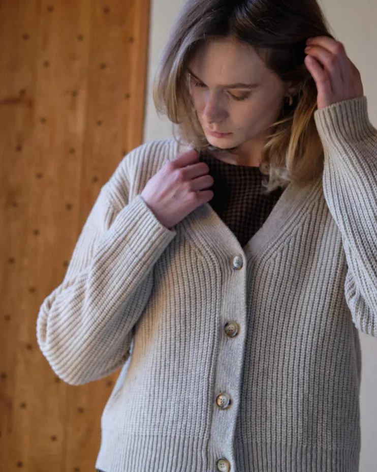 Amita Ribbed Cardigan - Linen