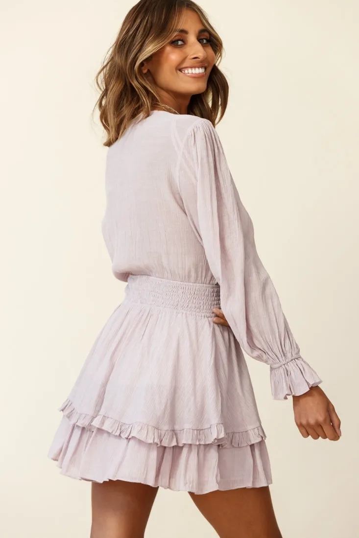 Anthea Bow-Tie Front Layered Frill Dress Blush