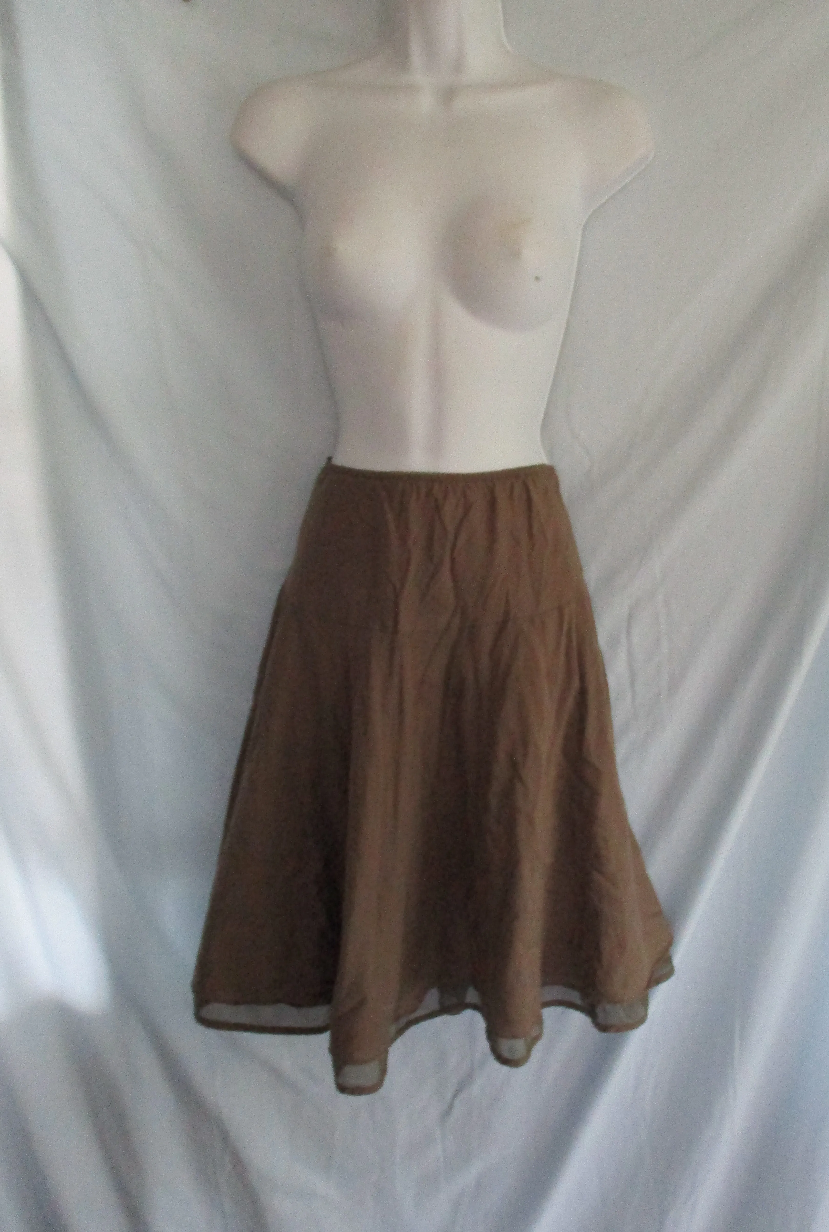 AQUA Cotton Mesh Layered SKIRT Boho Indie Tiered Lined XS Hippie OLIVE GREEN