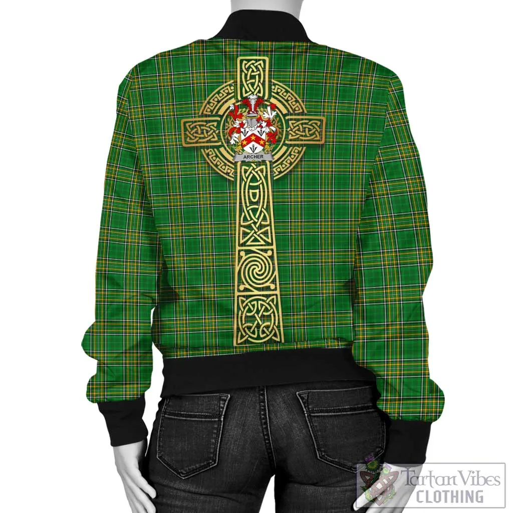 Archer Irish Clan Tartan Bomber Jacket with Coat of Arms Celtic Tree of Life Style