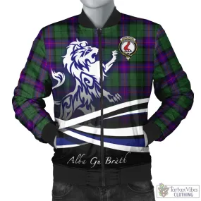 Armstrong Modern Tartan Bomber Jacket with Alba Gu Brath Regal Lion Emblem