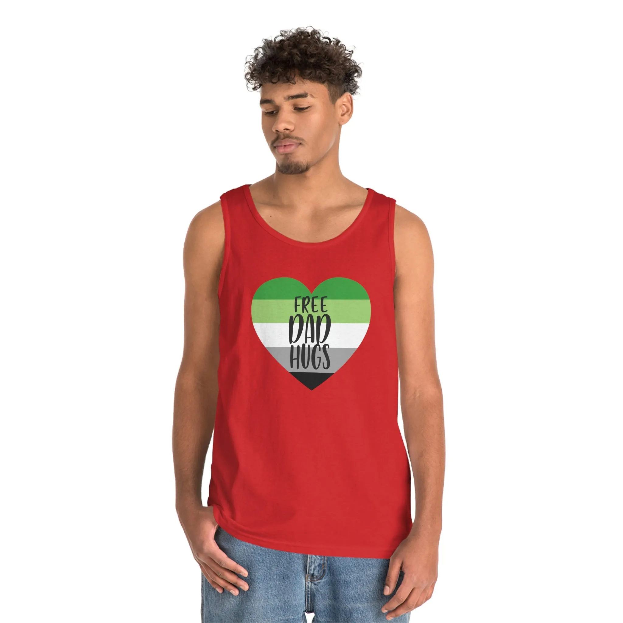 Aromantic Pride Flag Heavy Cotton Tank Top Unisex Size - Free Dad Hugs