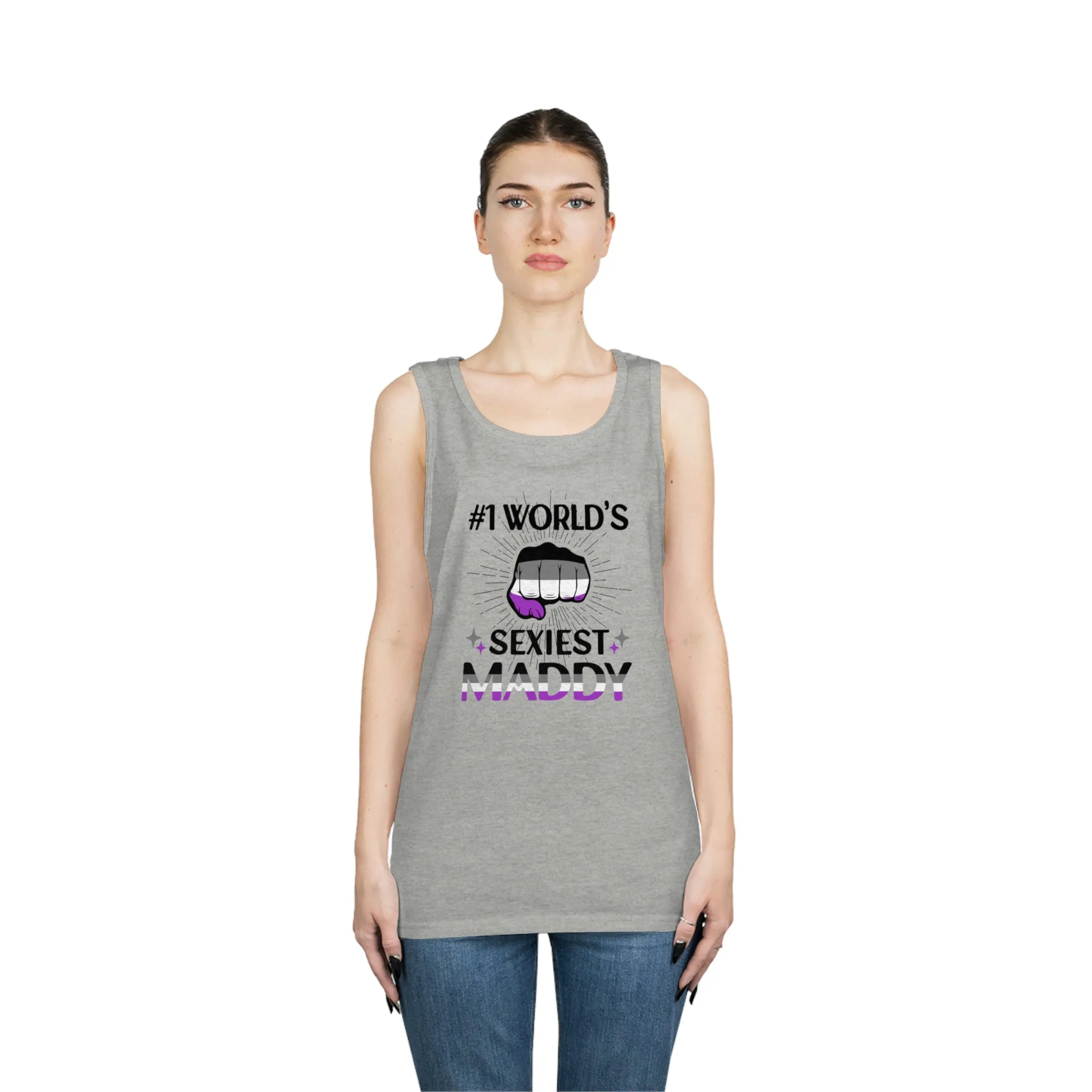 Asexual Pride Flag Heavy Cotton Tank Top Unisex Size - #1 World's Sexiest Maddy