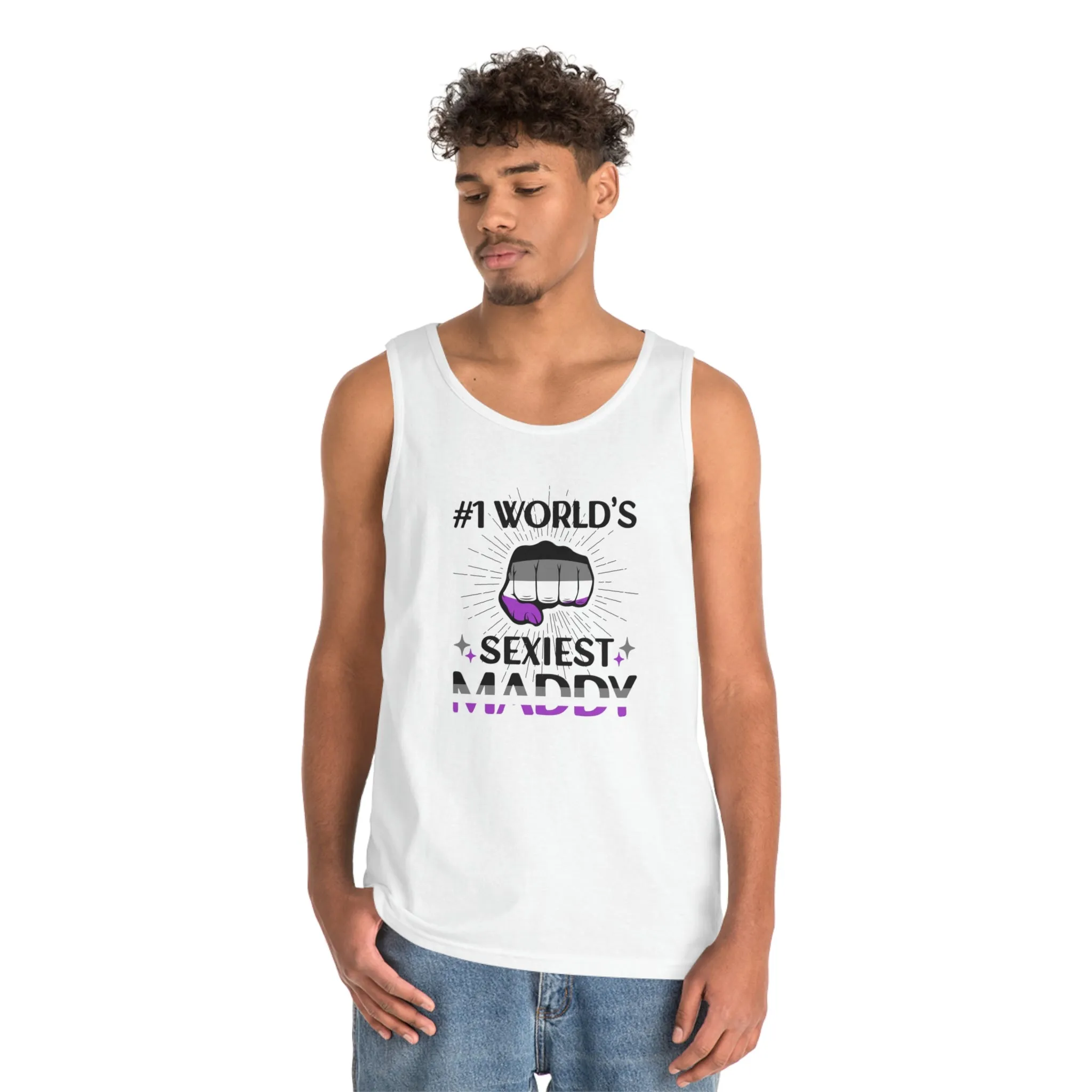 Asexual Pride Flag Heavy Cotton Tank Top Unisex Size - #1 World's Sexiest Maddy