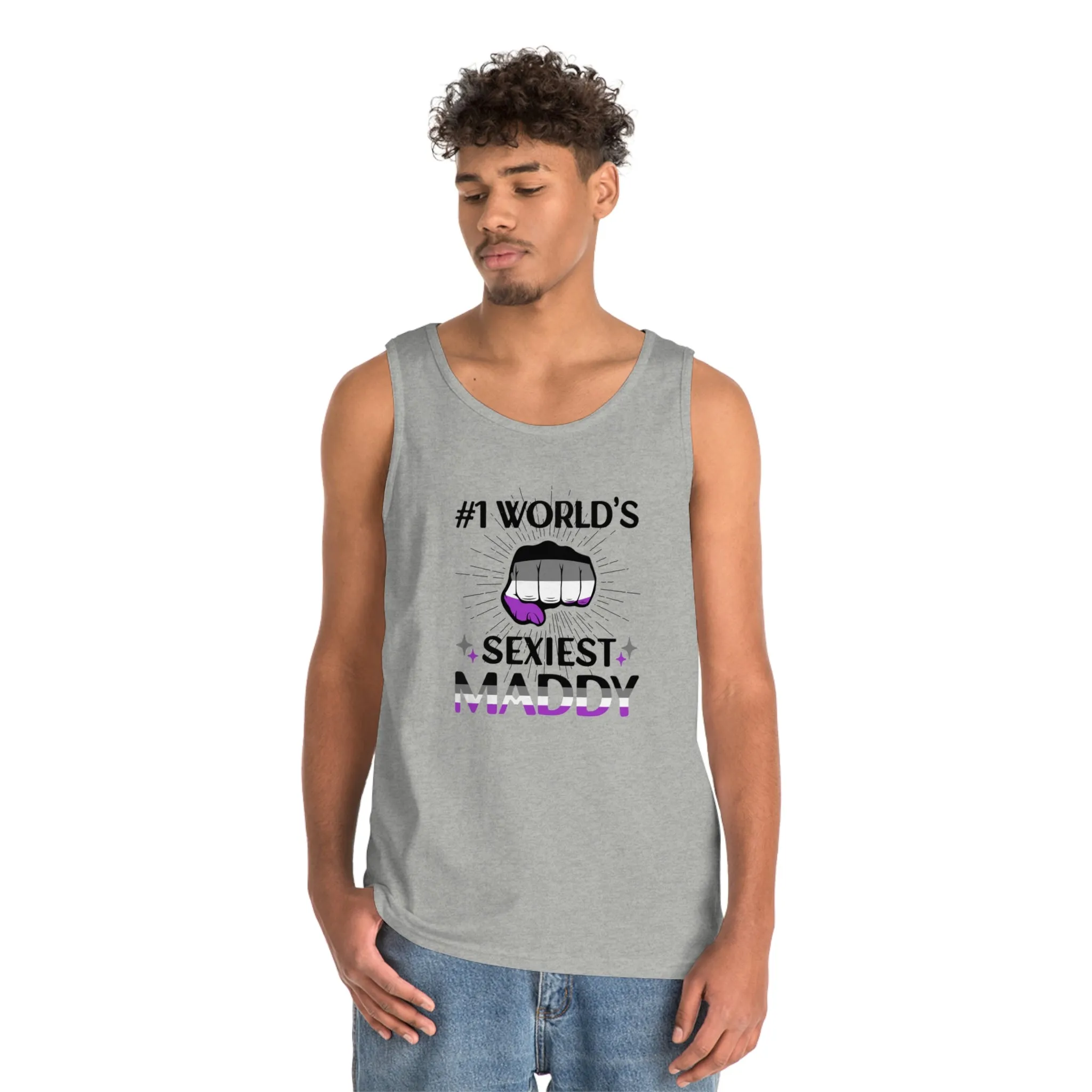 Asexual Pride Flag Heavy Cotton Tank Top Unisex Size - #1 World's Sexiest Maddy