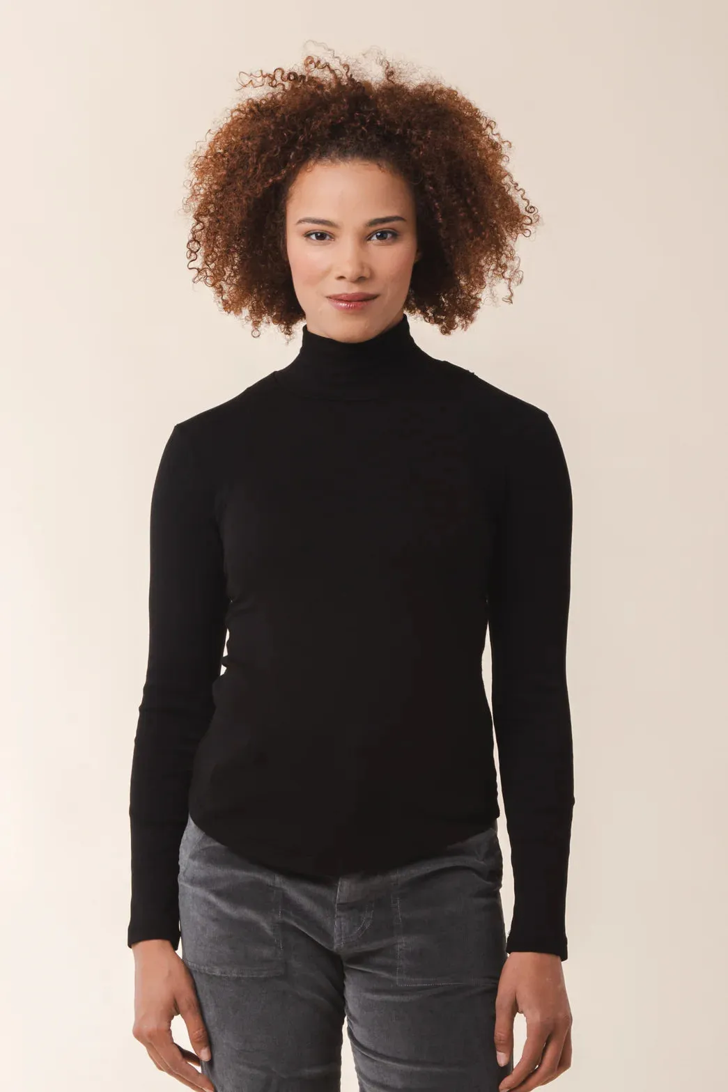 Automatic Mock Neck Top - Black