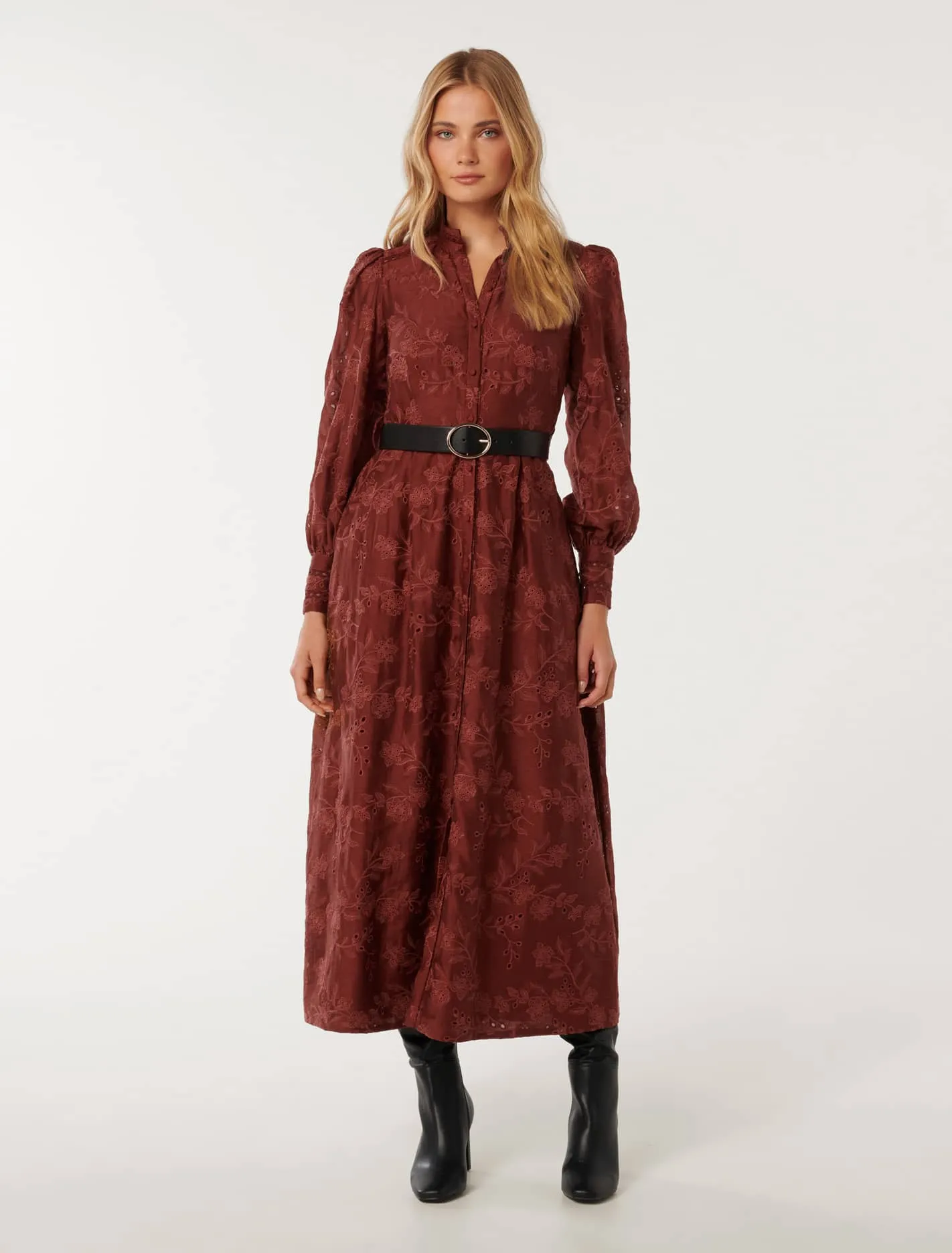 Autumn Embroidered Midi Dress