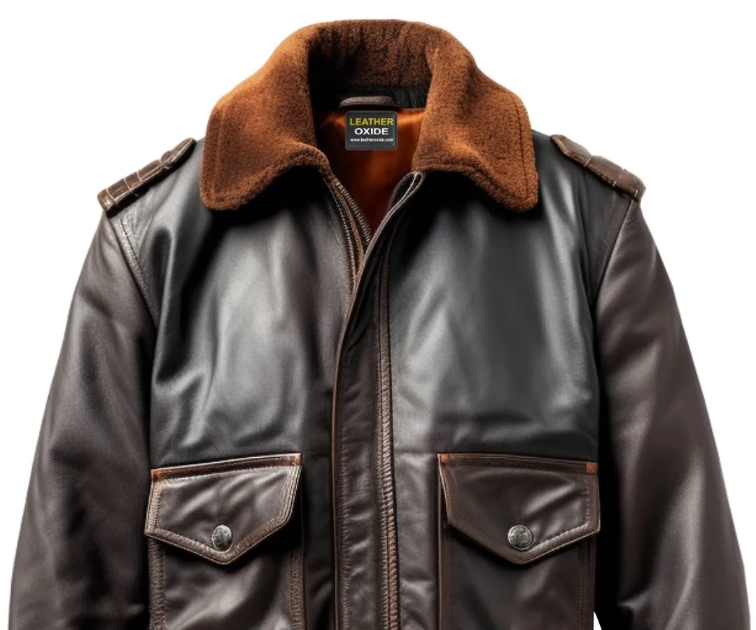 Aviator Men Flight Bomber Leather Jacket