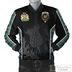 Baillie Ancient Tartan Bomber Jacket with Family Crest and Scottish Thistle Vibes Sport Style