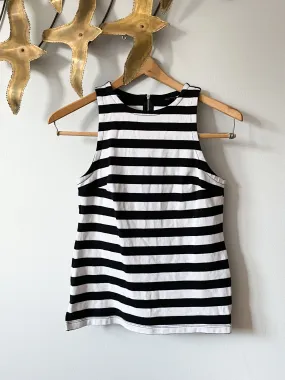 Banana Republic Black White Stripe Cotton Sleeveless Top - Size 0