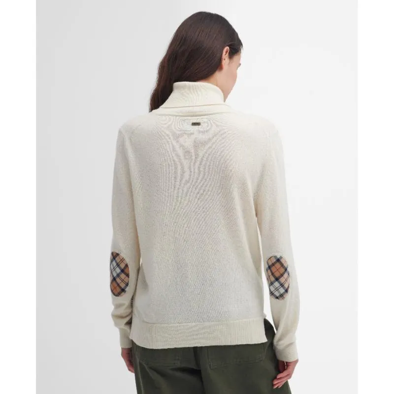 Barbour Pendle Roll Neck Knitted Ladies Jumper - Ecru/Hessian Tartan