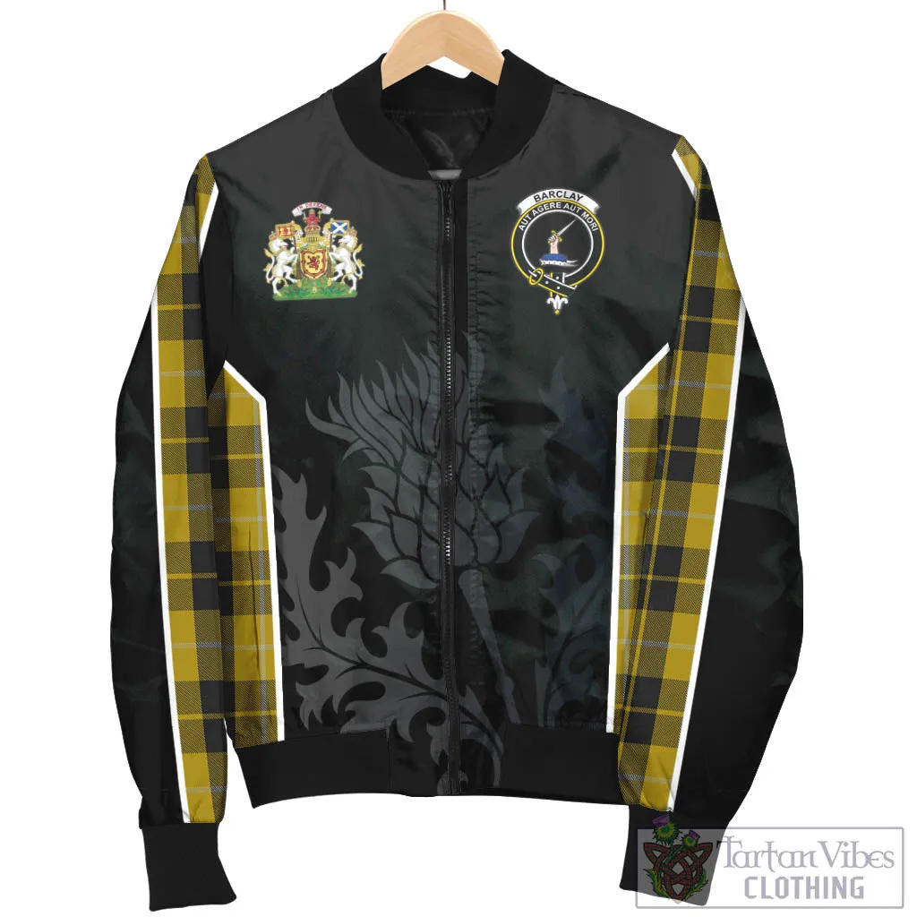 Barclay Dress Tartan Bomber Jacket with Family Crest and Scottish Thistle Vibes Sport Style