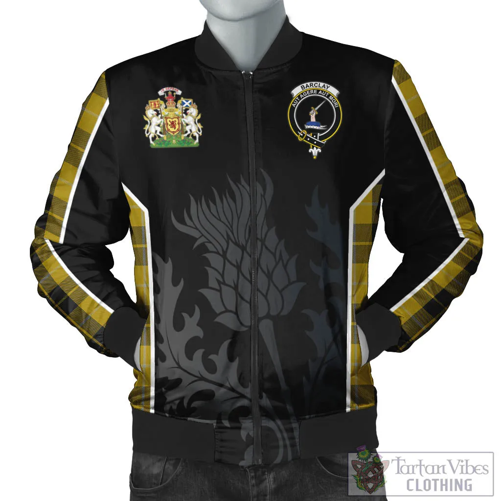 Barclay Dress Tartan Bomber Jacket with Family Crest and Scottish Thistle Vibes Sport Style