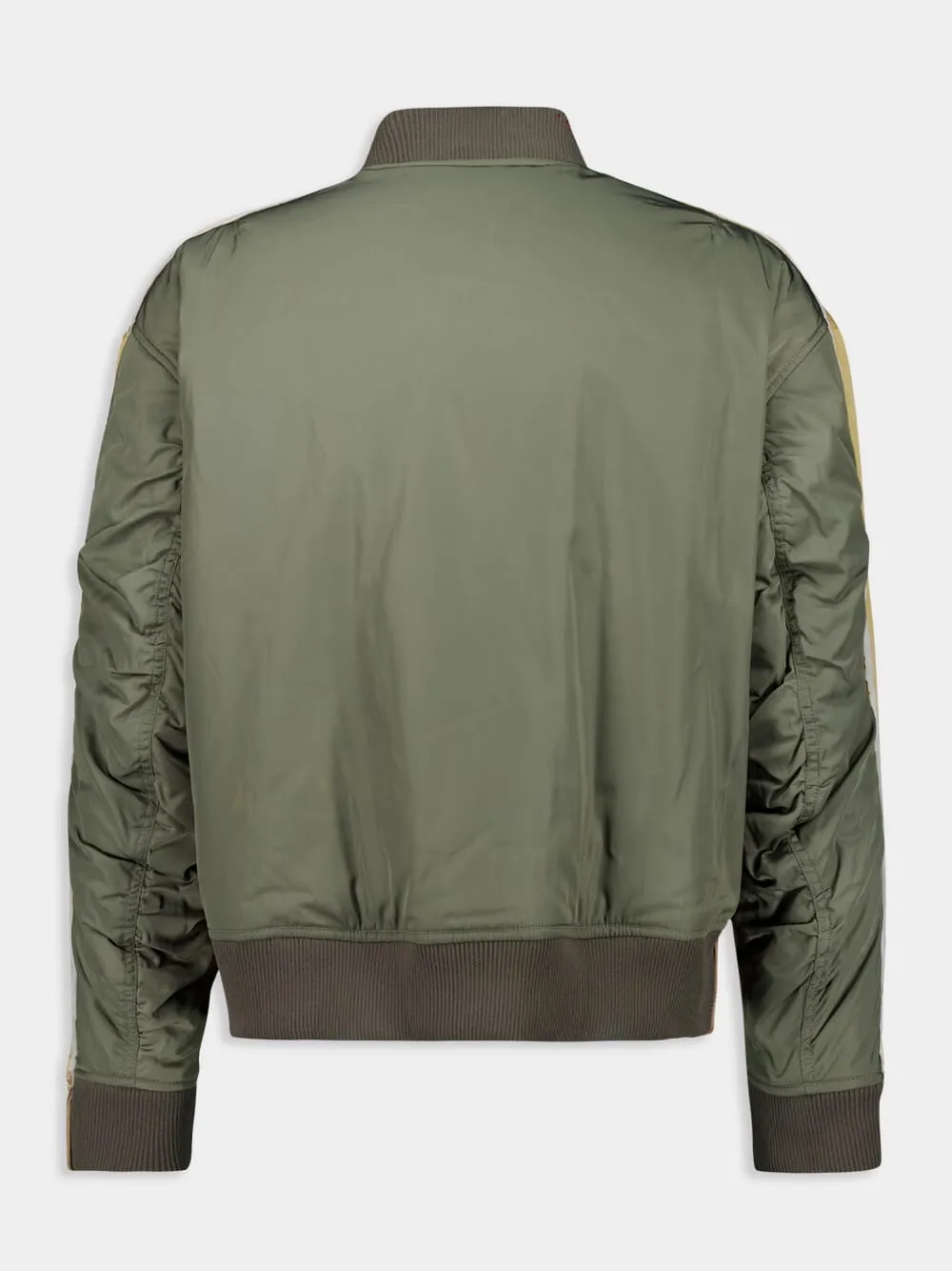 Beige Twill Bomber Jacket with Contrast Back