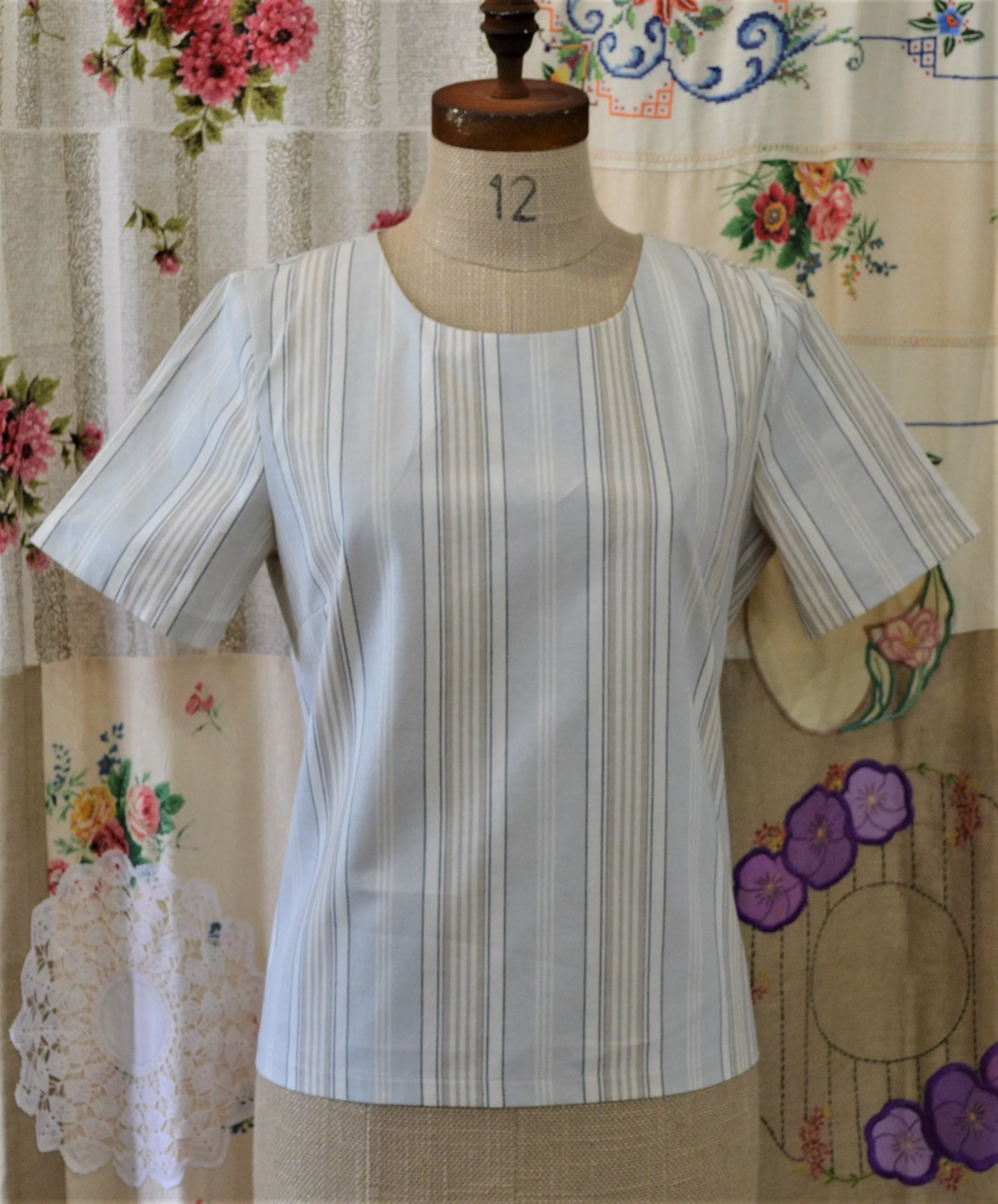 Berserk Sand Stripe cotton Keyhole Top