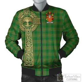 Bindon Irish Clan Tartan Bomber Jacket with Coat of Arms Celtic Tree of Life Style