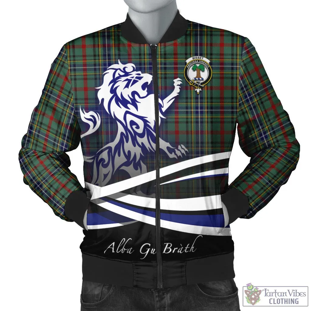 Bisset Tartan Bomber Jacket with Alba Gu Brath Regal Lion Emblem