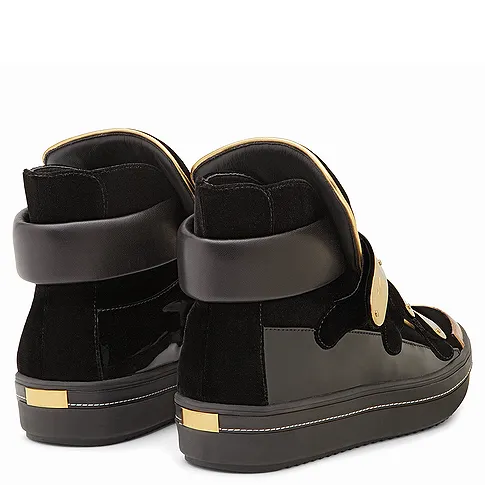 Black and Gold leather mixed with suede sneaker