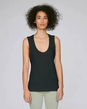 BLACK ORGANIC SCOOP NECK TANK TOP