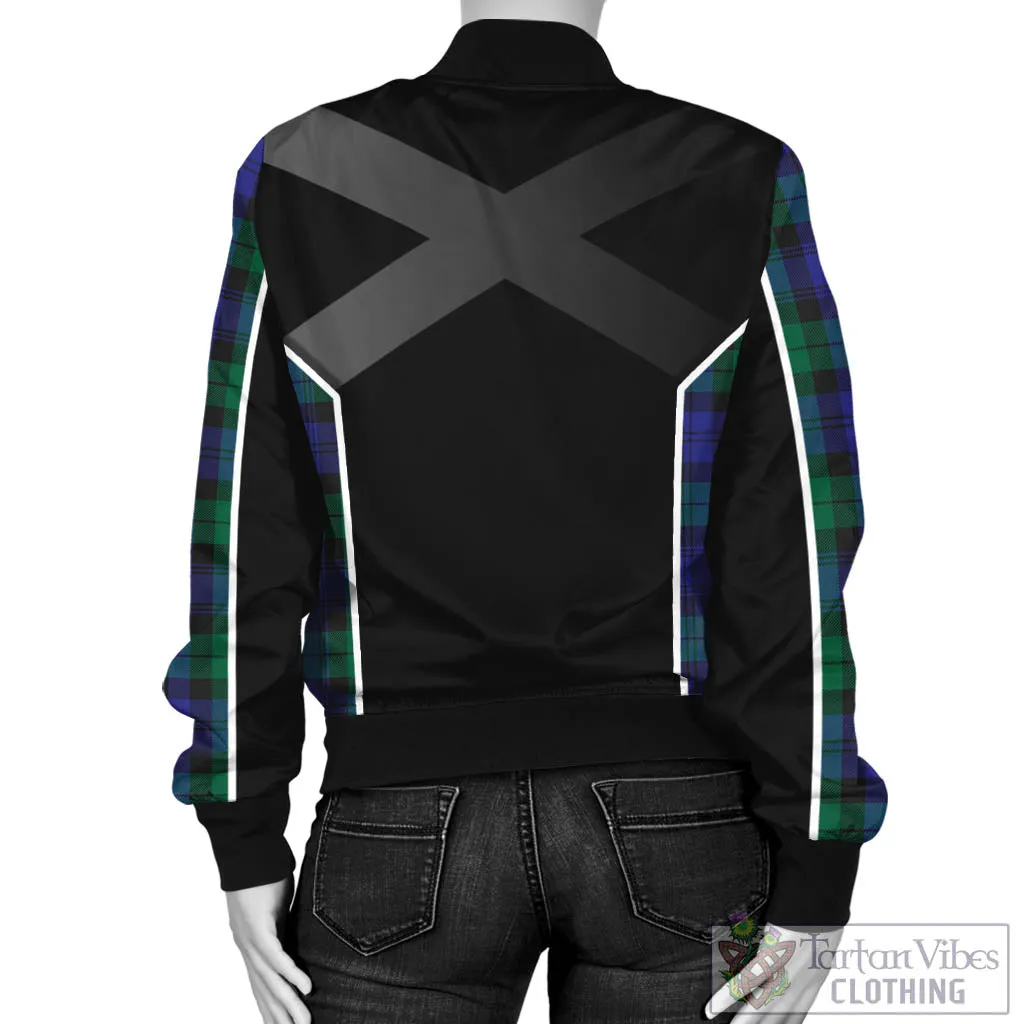 Black Watch Modern Tartan Bomber Jacket with Family Crest and Scottish Thistle Vibes Sport Style