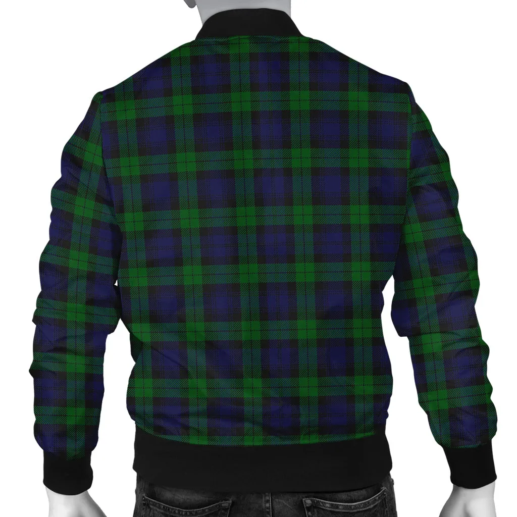 Black Watch Tartan Bomber Jacket with Family Crest