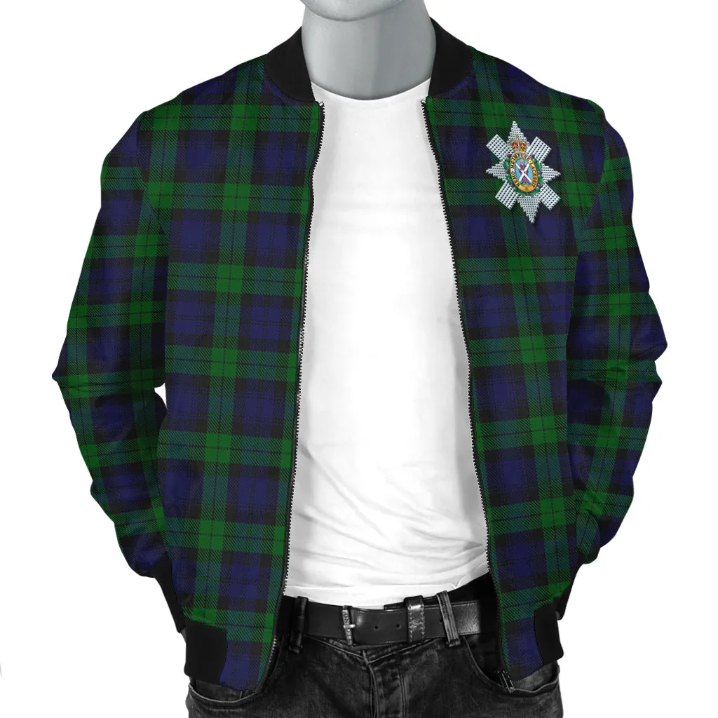 Black Watch Tartan Bomber Jacket with Family Crest