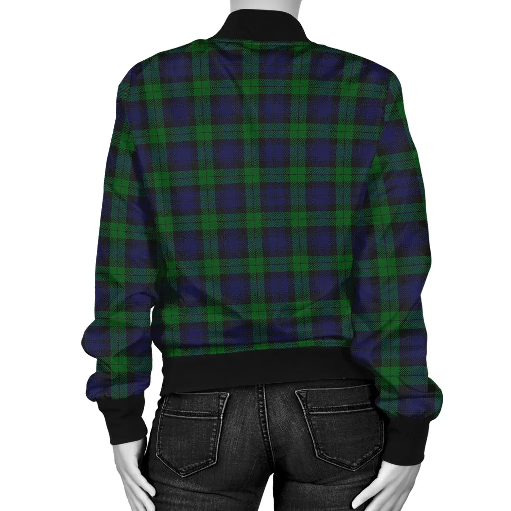 Black Watch Tartan Bomber Jacket with Family Crest