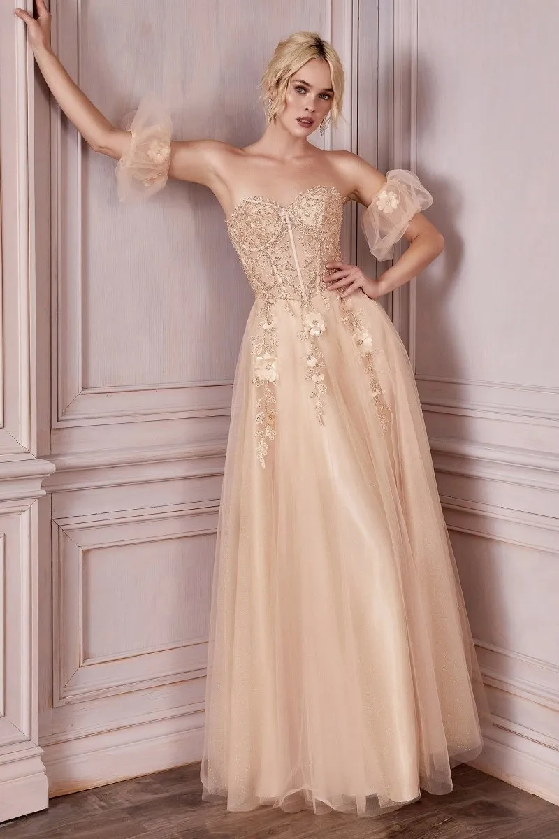 BLOOM Bustier Lace Applique Romantic Tulle Formal Dress