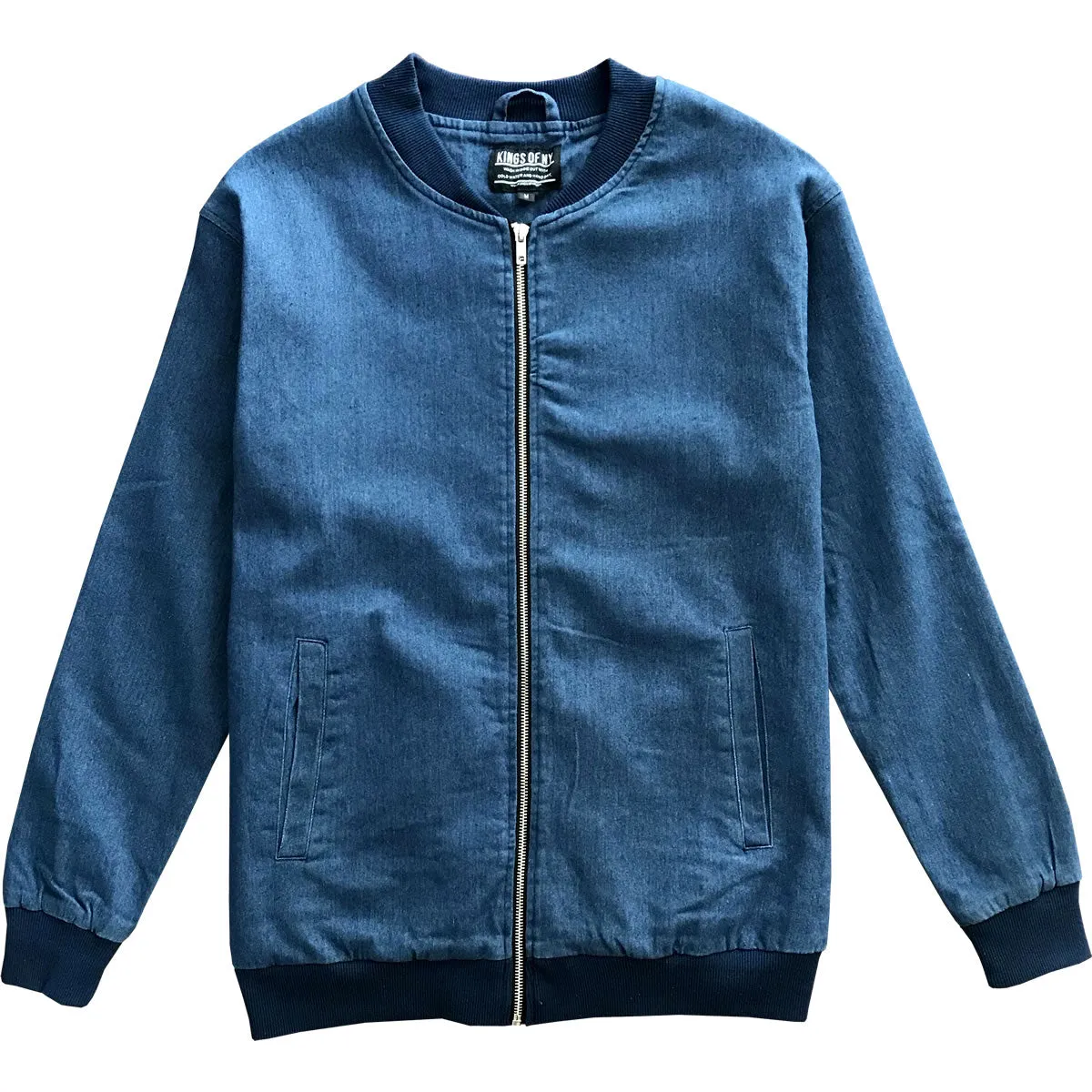 Blue Denim Mens Classic Bomber Jacket