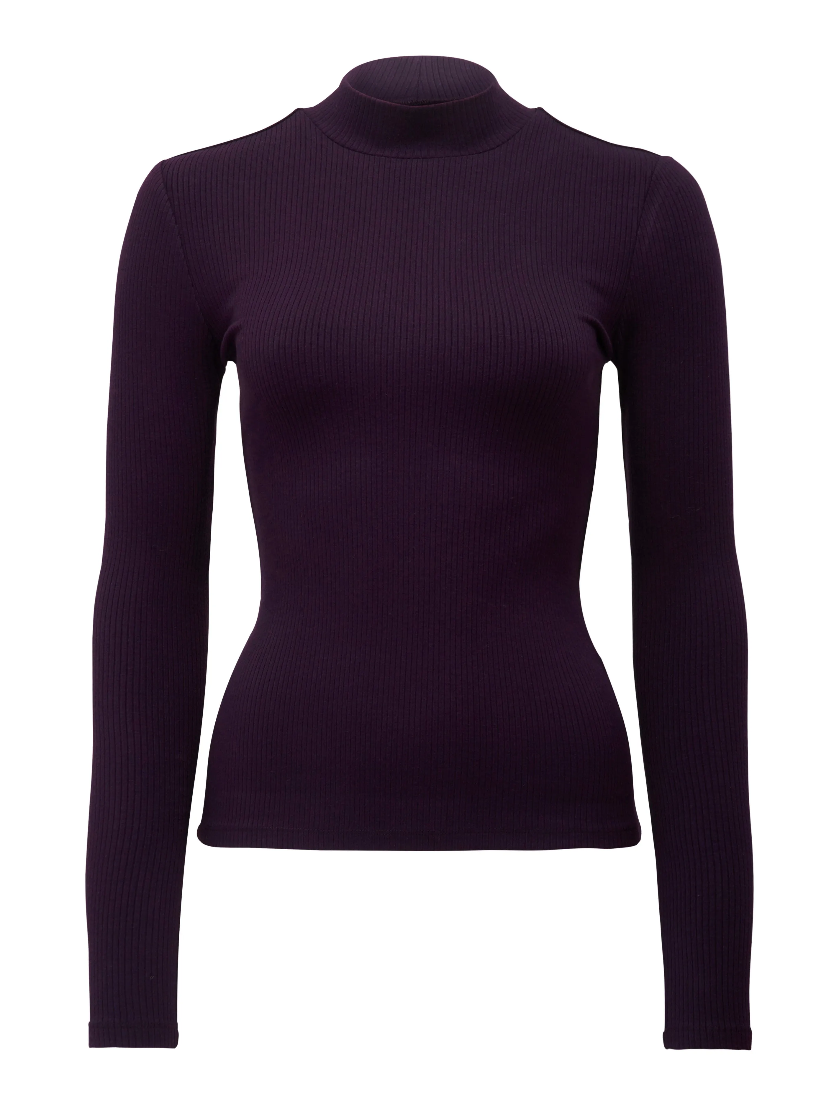 Brandi High Neck Rib Long Sleeve Top