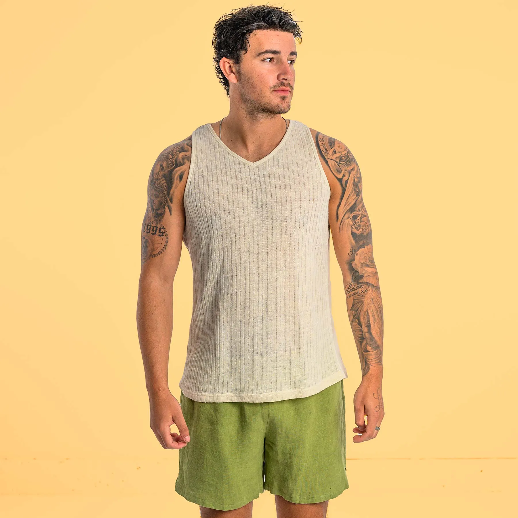 BRISBANE 100% Organic Hemp Ribbed Knit Tank Top (Unisex)