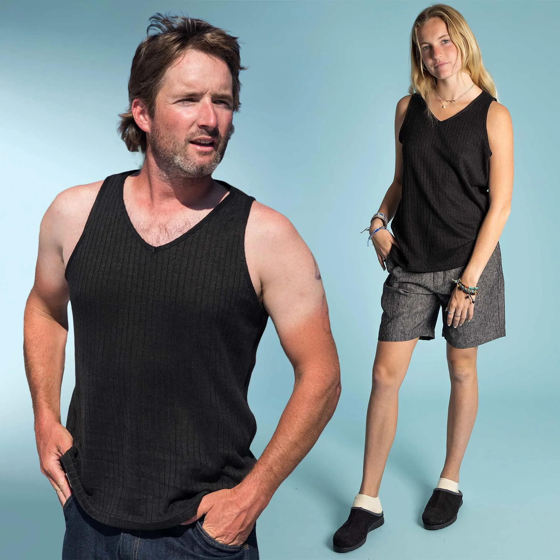 BRISBANE 100% Organic Hemp Ribbed Knit Tank Top (Unisex)