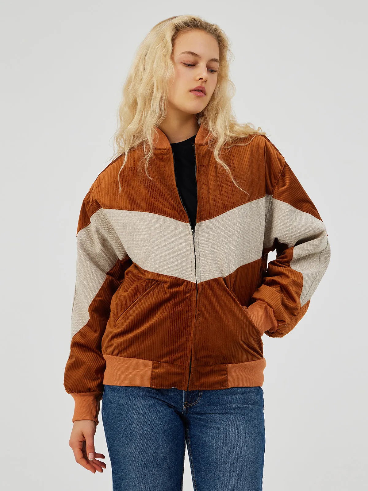 BROWN UNISEX BOMBER JACKET XS