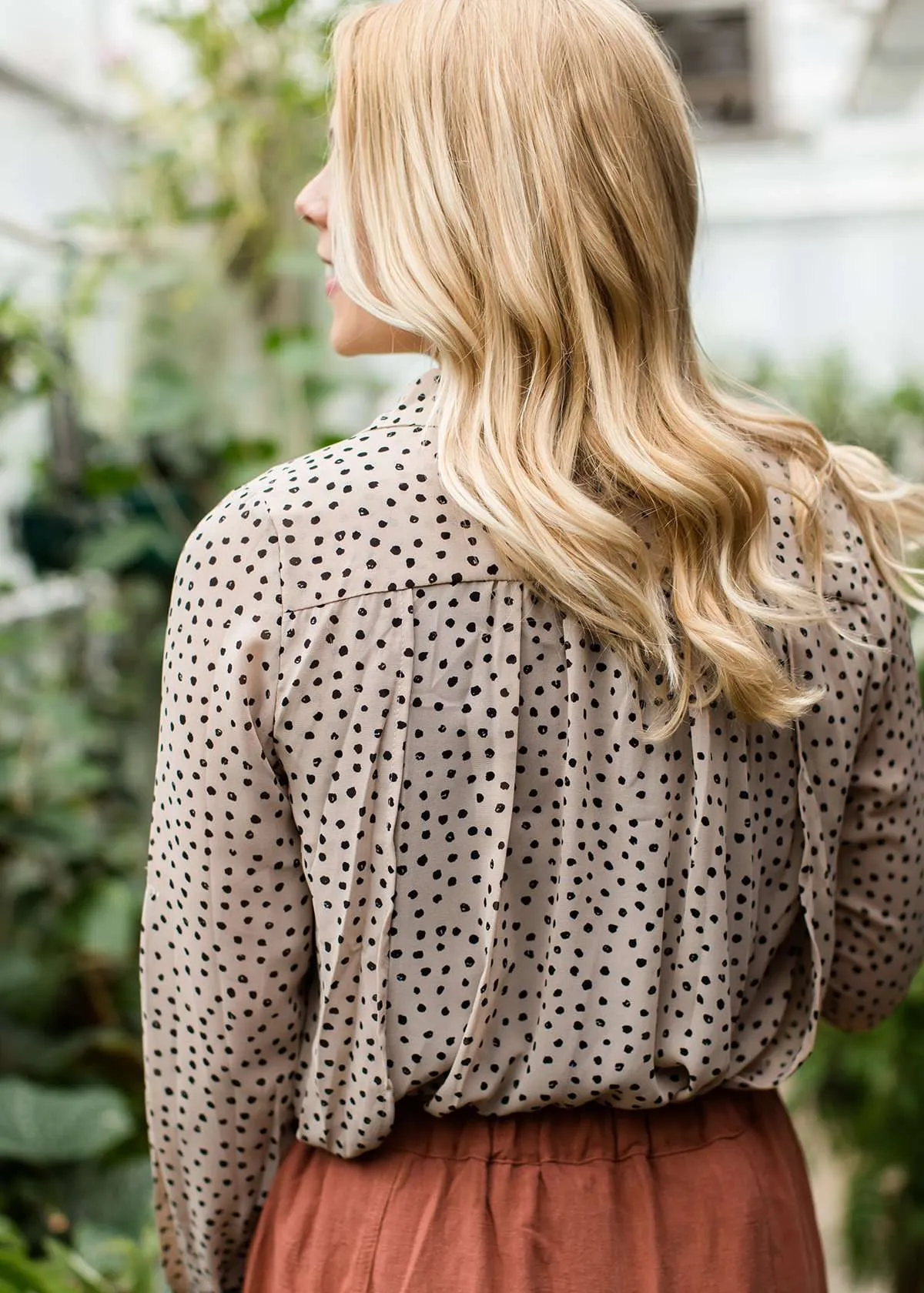 Brush Dot Button Up Top-FINAL SALE