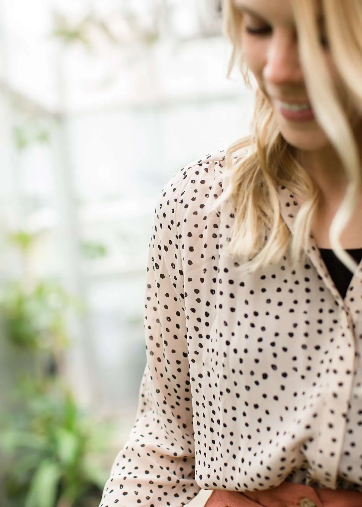 Brush Dot Button Up Top-FINAL SALE