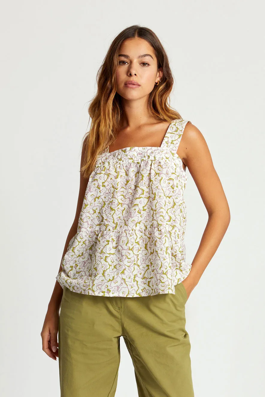 CAITLIN Floral Print Organic Cotton Top - White