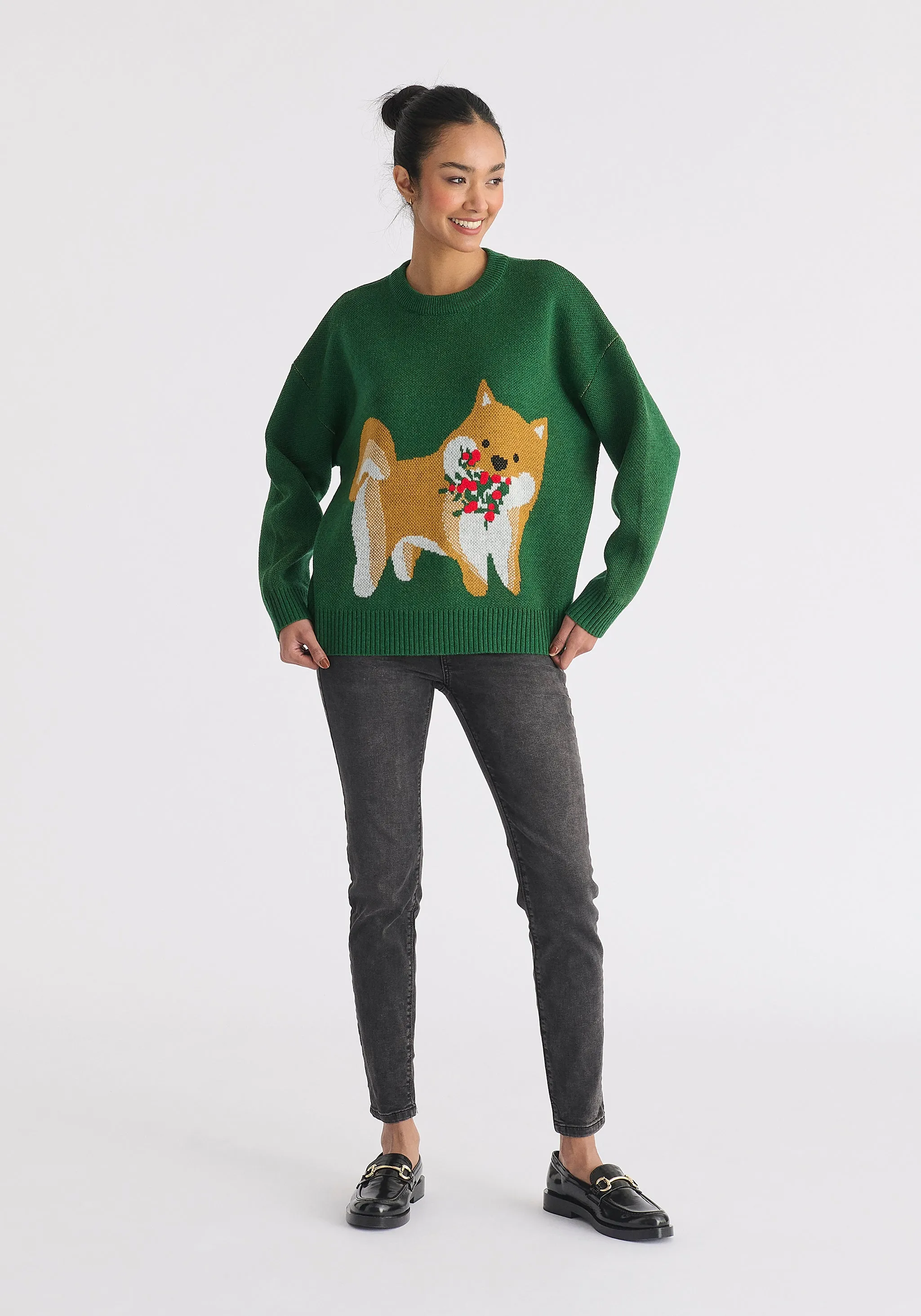 Christmas Jumper with Dog and Mistletoes