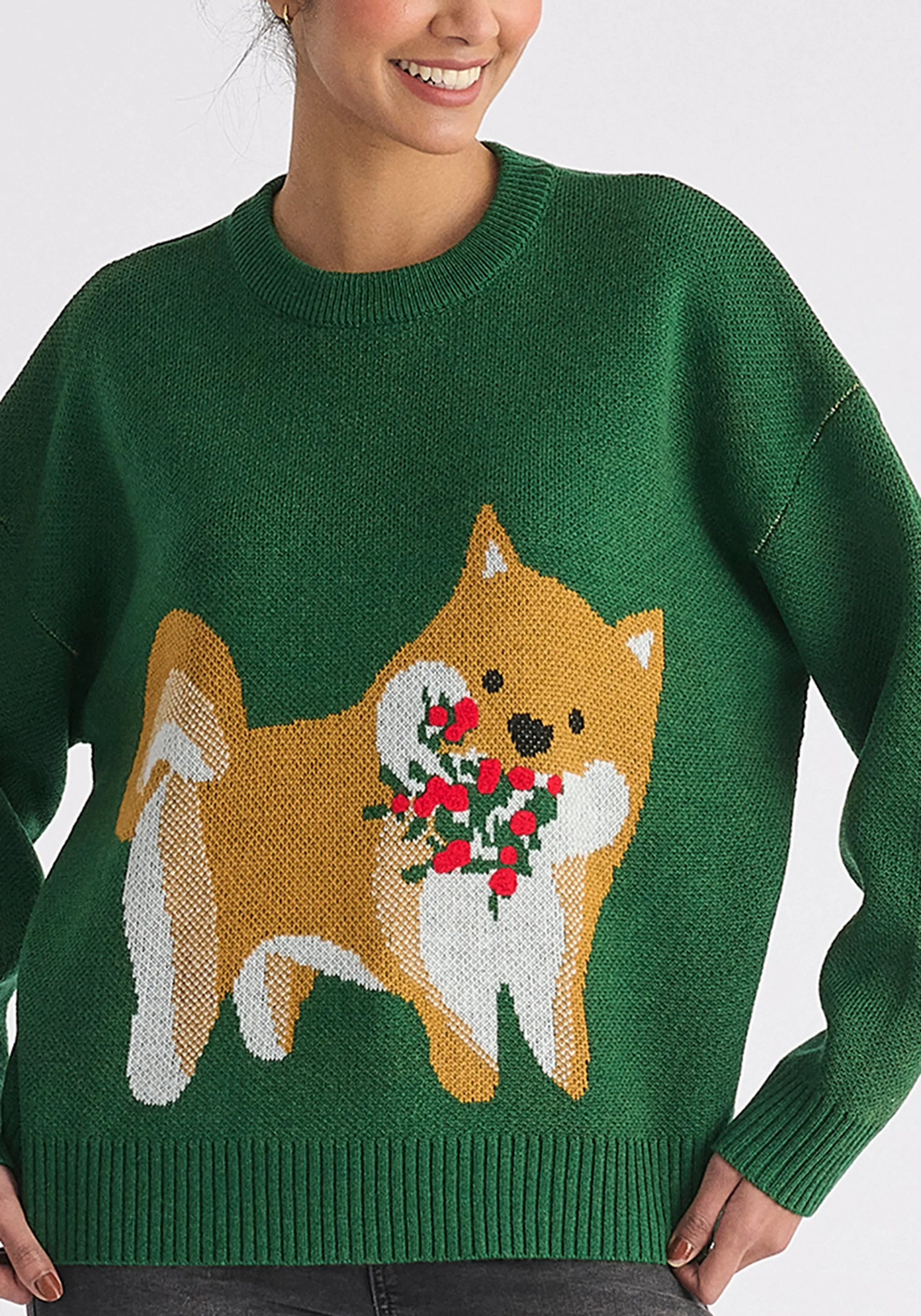 Christmas Jumper with Dog and Mistletoes