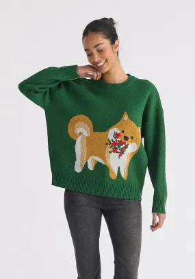 Christmas Jumper with Dog and Mistletoes