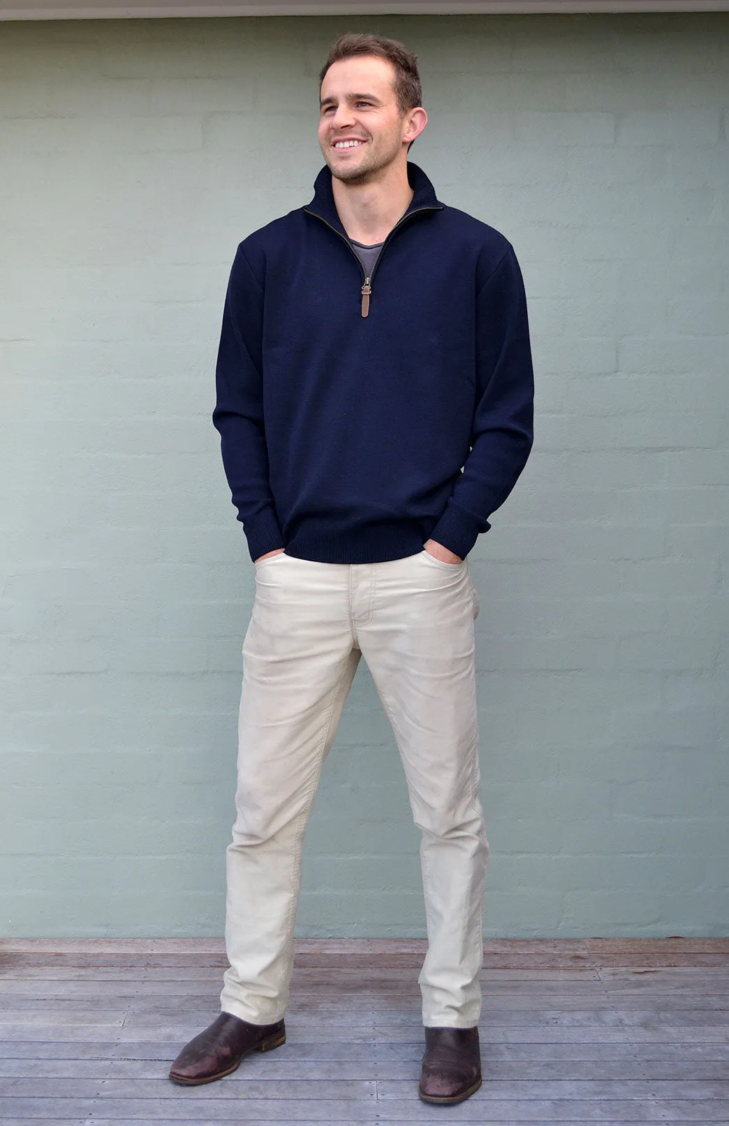 Classic Merino Wool Zip Neck Jumper