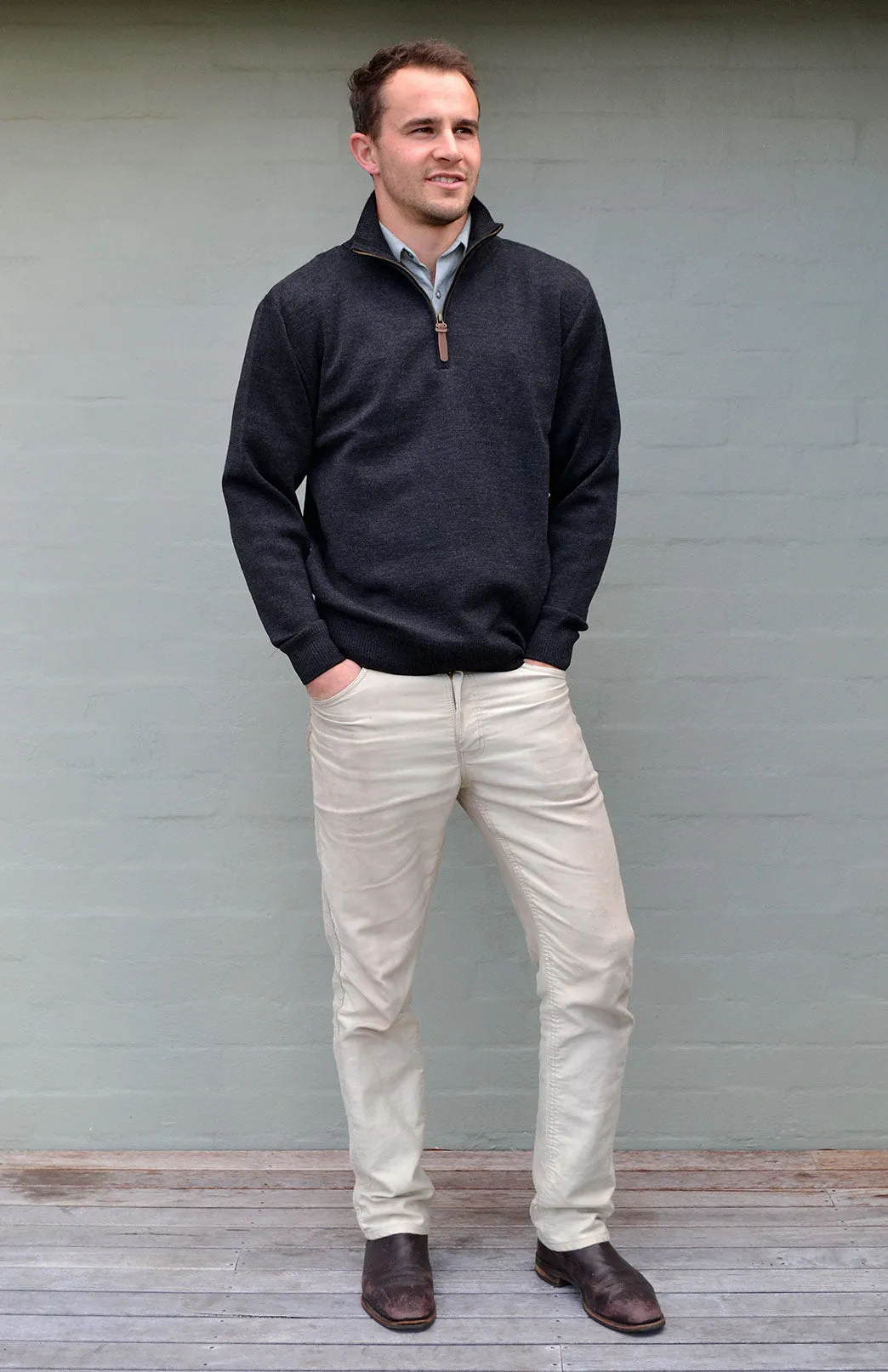 Classic Merino Wool Zip Neck Jumper