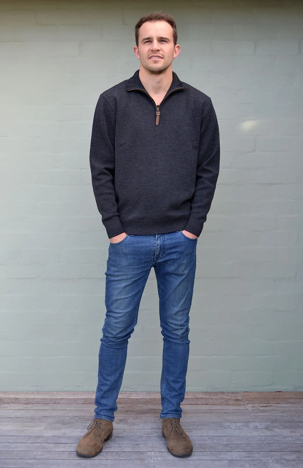 Classic Merino Wool Zip Neck Jumper