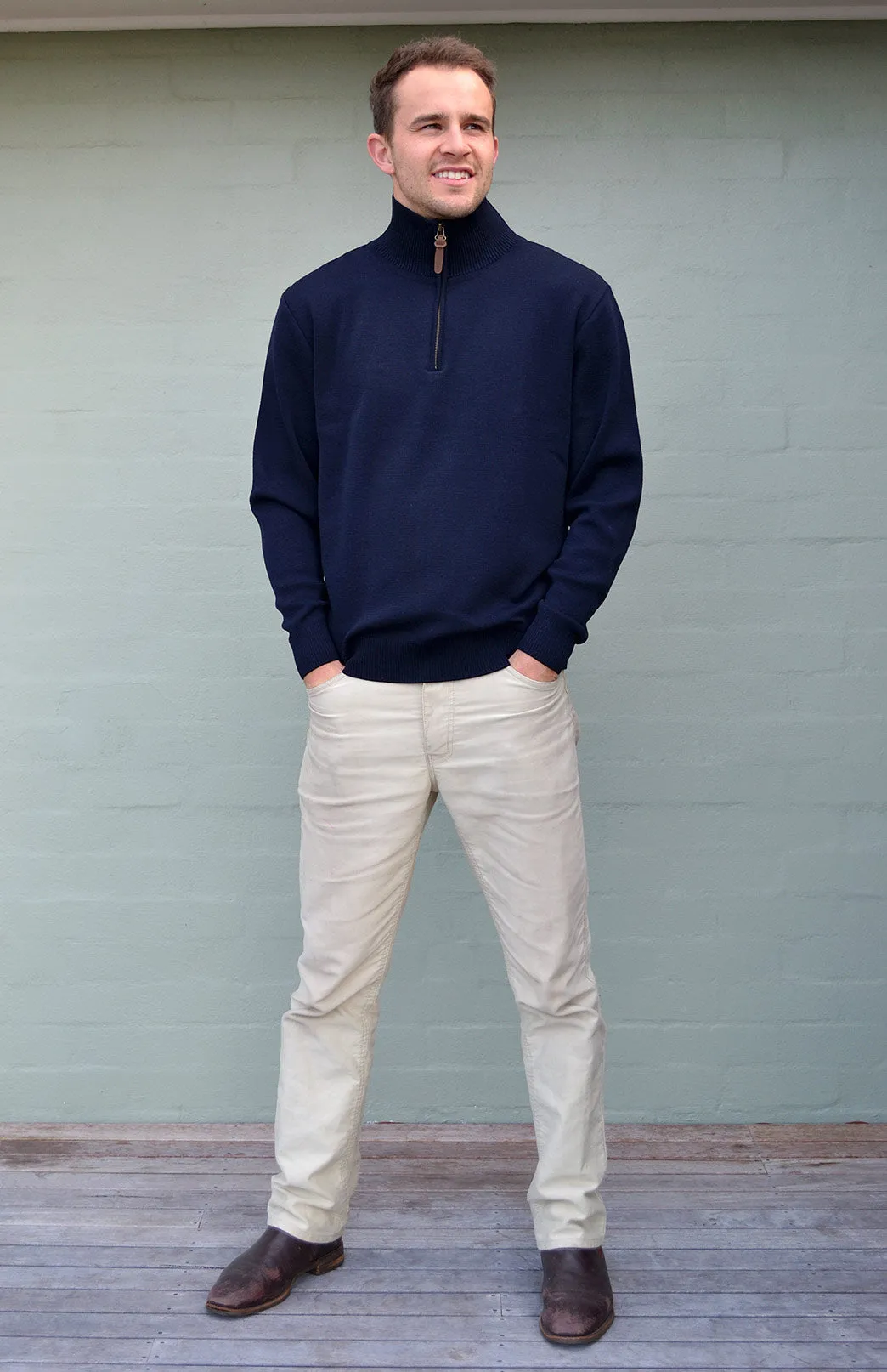 Classic Merino Wool Zip Neck Jumper